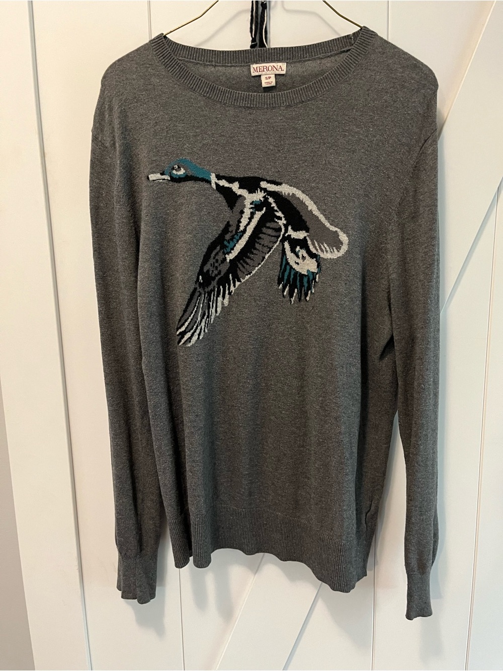 Merona Women’s Gray Crewneck Sweater with Duck Motif